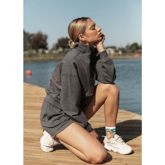 RICHER POORER workout pilates yoga hiking goop-fave terry sweat pocket shorts m - Picture 10 of 10